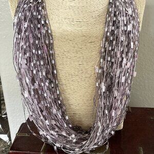 Lavender Purple Ribbon Necklace (27")